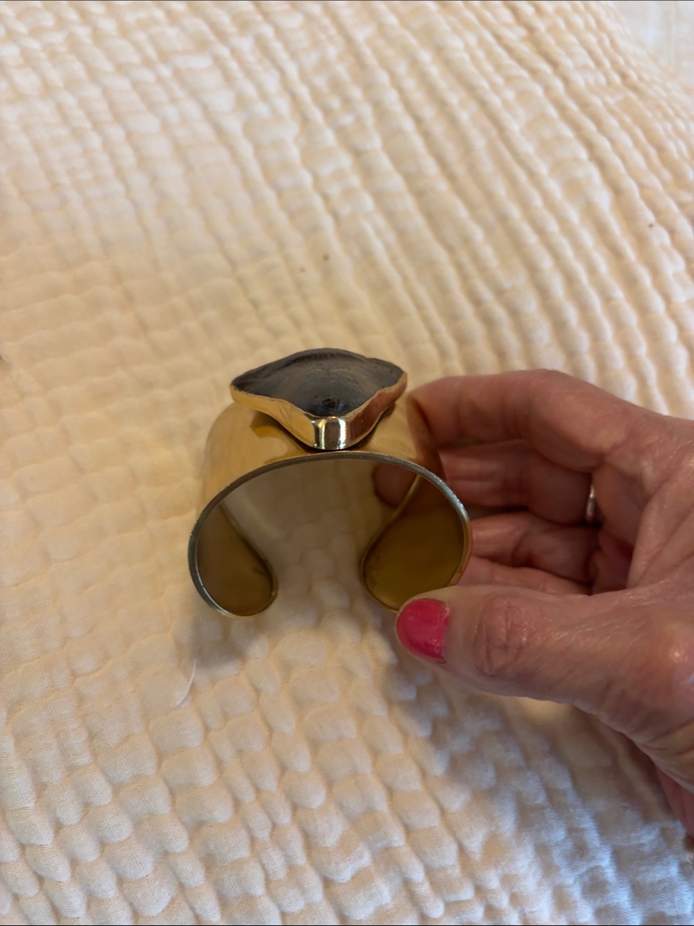 Gold Cuff Bracelet with huge shark tooth - Picture 3 of 4